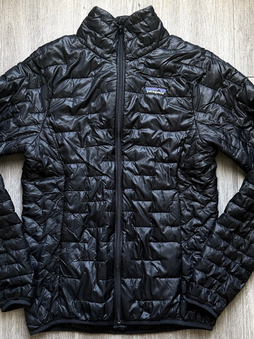 Patagonia Micro Puff Jacket Womens Small Black Puffer Jacket Coat Hiking